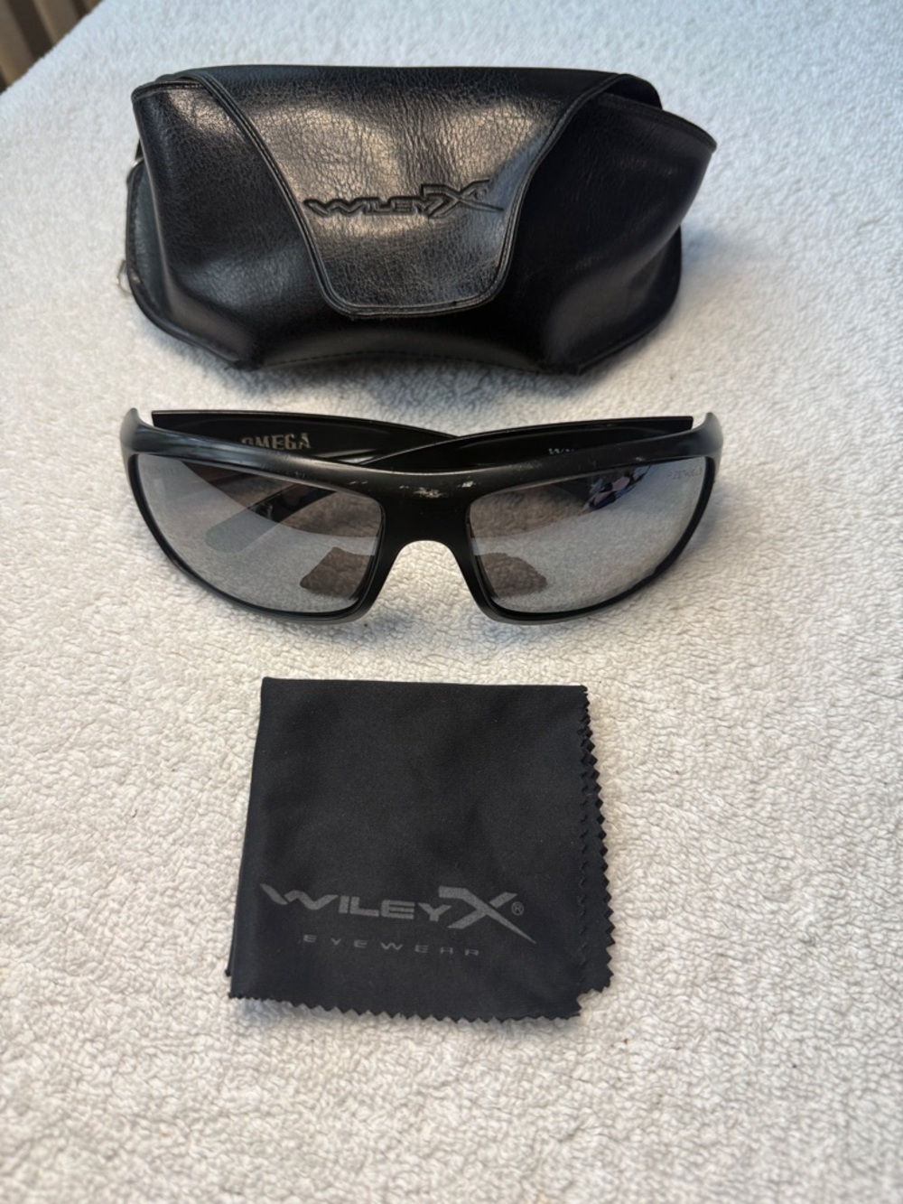 Wiley X Omega Black Tactical Wrap Sport Shock Designer Sunglasses